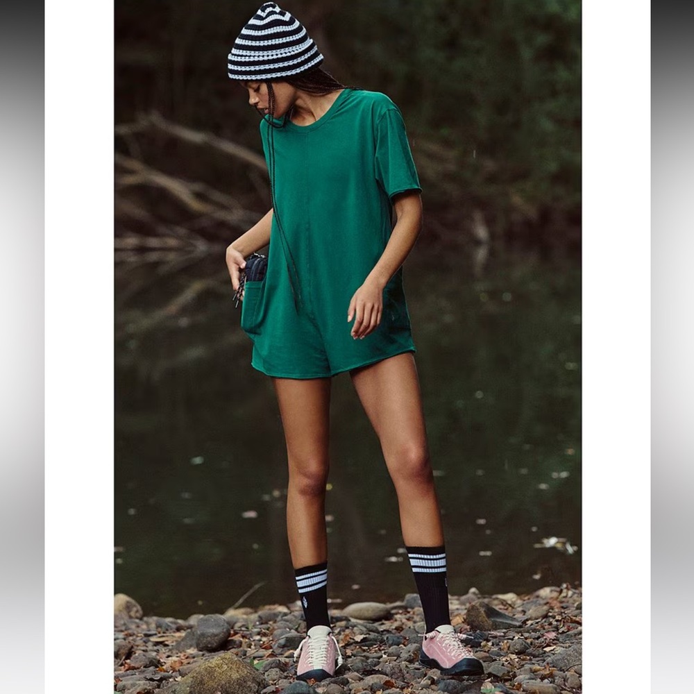 FP Movement Hot Shot Crew Neck Short Sleeve Oversized Romper NWOT